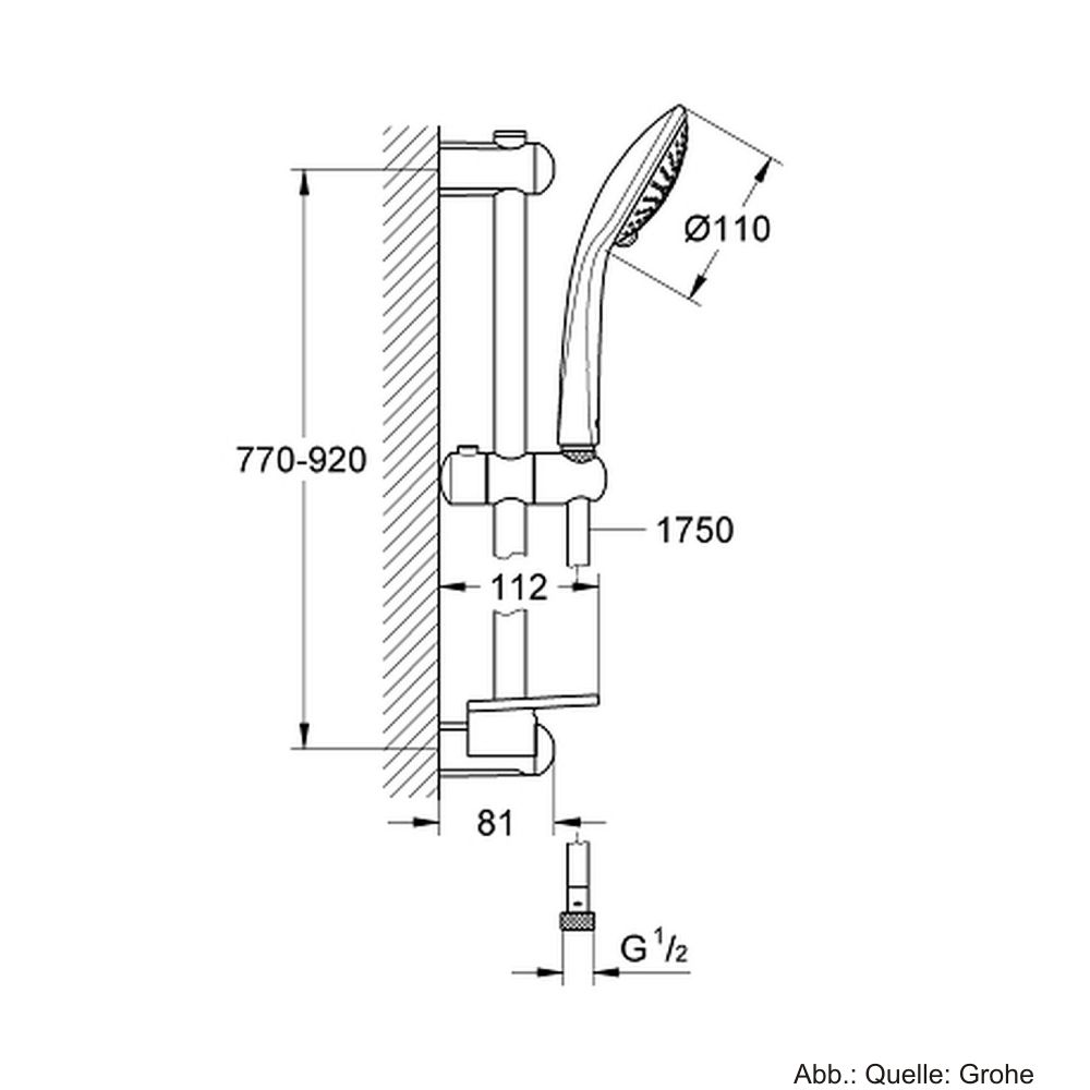 GROHE Euphoria Brausegarnitur Champagne m. 900mm Brausestange 
