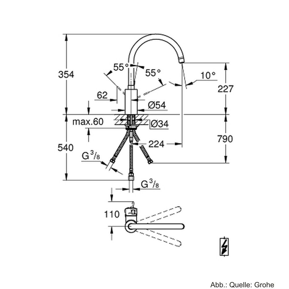 GROHE Eurosmart C Spültischbatterie ND m. hohem, schwenkbarem 
