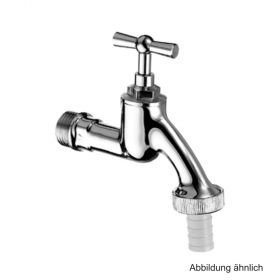 Auslaufventil mit Knebelgriff und Schlauchverschraubung DN 15, 1/2", verchromt