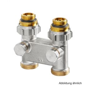 Oventrop Umlenkstück mit Absperrung 50mm, Durchgang, 1/2"AG x 3/4"AG, 1016363