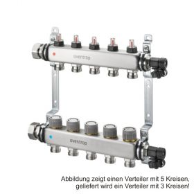 Oventrop Multidis SFQ Edelstahlverteiler mit Durchflussindikator 3 Kreise