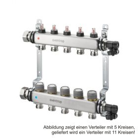 Oventrop Multidis SFQ Edelstahlver­teiler mit Durchflussin­dikator 11 Kreise
