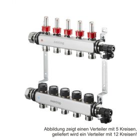 Oventrop Multidis SF Edelstahl-Verteiler 1" für 12 Kreise, 0-5 l/­min