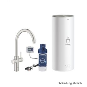 GROHE Red Duo Armatur und Boiler L-Size C-Auslauf supersteel, 30079DC1