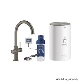 GROHE Red Duo Armatur und Boiler M-Size C-Ausl. hard graphite gb., 30083AL1