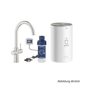 GROHE Red Duo Armatur und Boiler M-Size C-Auslauf supersteel, 30083DC1