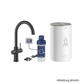 GROHE Red Duo Armatur und Boiler M-Size C-Auslauf velvet black, 30083KS1