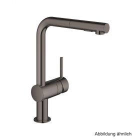 GROHE Minta EH-Spültischbatterie L-Auslauf azb. Spülbrause hard graphite