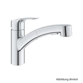 GROHE Eurosmart EH-SPT-Batterie fl. Auslauf azb. Dual-Spülbrause chrom