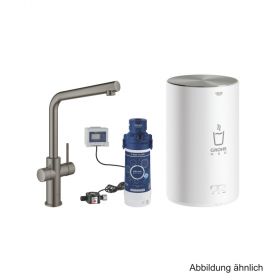 GROHE Red Duo Armatur und Boiler M-Size L-Ausl. hard graphite gb., 30327AL1