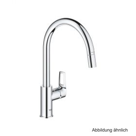 GROHE BauLoop EH-Spültischbatterie hoher Auslauf azb. Laminarbrause chrom
