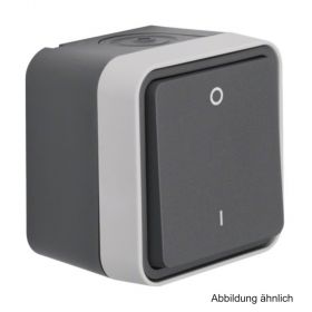 Berker Aufputz-Ausschalter mit Aufdruck "0" und "1", grau, 30723505
