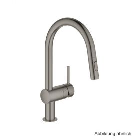 GROHE Minta EH-Spültischbatterie C-Auslauf Spülbrause hard graphite geb.