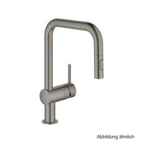 GROHE Minta EH-Spültischbatterie U-Auslauf Spülbrause hard graphite geb.