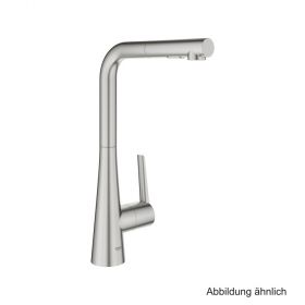 GROHE Zedra EH-Spültischbatterie L-Auslauf auszb. Spülbrause supersteel