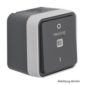 Berker Aufputz-Kontroll-Ausschalter mit Aufdruck "Heizung 0-1", grau, 35623505