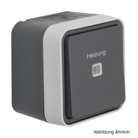 Berker Aufputz-Kontroll-Wechselschalter mit Aufdruck "Heizung", grau, 35663505