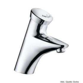GROHE Eurodisc SE Selbstschluss-Waschtischbatt. m. blauer Markierung, chrom
