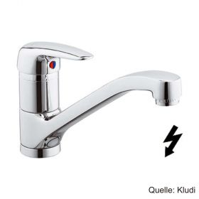 KLUDI LOGO NEO Spültisch-Einhandmischer DN 10 für drucklose Speicher mit schwenkbarem Auslauf verchromt 379190575