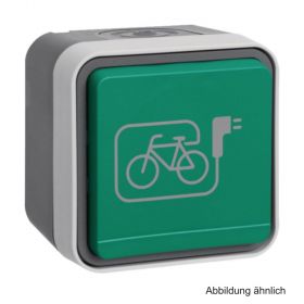 Berker SCHUKO-Steckdose mit Klappdeckel, Symbol "E-Bike", grün, 47403533