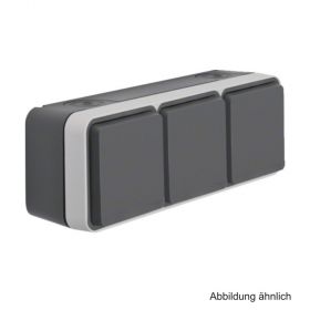 Berker SCHUKO 3-fach-Steckdose waagerecht mit Klappdeckeln, grau, 47733515