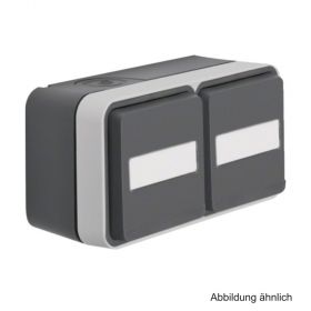 Berker SCHUKO-Doppelsteckdose waagerecht mit Klappdeckeln beschriftbar, 47753535