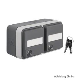 Berker SCHUKO-Doppelsteckdose mit Klappdeckeln beschrift-,abschließbar,47893525