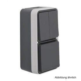 Berker Serienschalter-Steckdosen-Kombination mit Klappdeckel, grau, 47903515