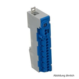 Neutralleiterklemme mit 15 Klemmstellen, blau