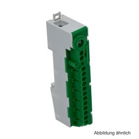 Schutzleiterklemme mit 15 Klemmstellen, grün/gelb