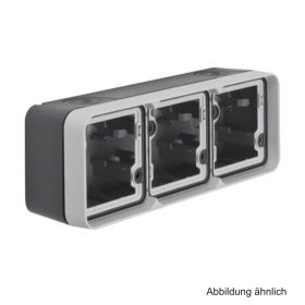 Berker Gehäuse-Unterteil 3-fach mit Rahmen, waagerecht, grau, 6019303505