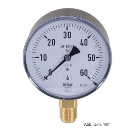 Kapselfedermanometer 1/2" unten, 0- 60mbar Gehäuse 100mm