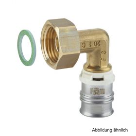 Alpex Winkel-Übergangsverschraubung Messing flachdichtend, 16 mm x G 1/2"