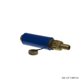 Baustopfenventil mit Metallgewinde 1/2" x 80mm mit Spülanschluss, blau