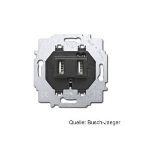 Busch-Jaeger USB-Netzteil-Einsatz, mit 2 USB Typ A Steckbuchsen, 6472 U