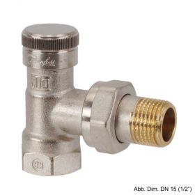 Danfoss Rücklaufverschraubung RLV 10, Eck, R 3/8", Rp 3/8", 003L0141