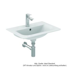 Ideal Standard Connect Air Möbelwaschtisch mit 1 Hahnloch und Überlauf 540x460x165 mm, weiss Ideal Plus, E0296MA