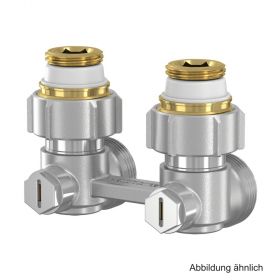  Simplex Zweirohr-Hahnblock Eckform Rohrabstand 50mm für HK mit 1/2" IG