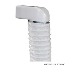 Flachkanal Anschluss-Bogen mit Schlauch aus Kunststoff, weiß, 150/70 mm x DN 100 mm