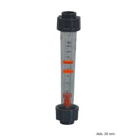 Kunststoff Durchflussmesser, Anschl. Klebemuffe, 20 mm, 40 - 400 ltr/h