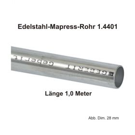 Geberit Mapress Edelstahl Systemrohr 1.4401, Länge 1,0m, 42 X 1,5 mm