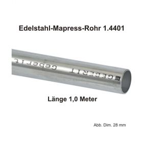 Geberit Mapress Edelstahl Systemrohr 1.4401, Länge 1,0m, 15 X 1,0 mm