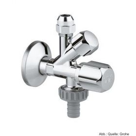 GROHE Kombi-Eckventil Wandrosette 1/2x3/8x3/4'' mit Schlauchanschluss, chrom