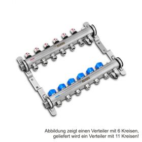 Rehau Verteiler HKV-D Easyflow Edelstahl 11 Kreise, mit Durchflussindikator