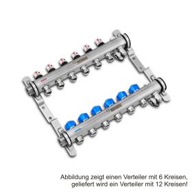 Rehau Verteiler HKV-D Easyflow Edelstahl 12 Kreise, mit Durchflussindikator