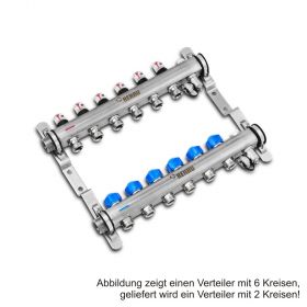 Rehau Verteiler HKV-D Easyflow Edelstahl 2 Kreise, mit Durchflussindikator