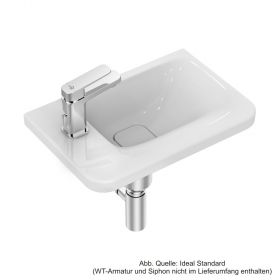 Ideal Standard Tonic II Handwaschbecken mit integriertem Überlauf, Ablage links, 460x310x140mm, weiss, K087501