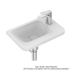 Ideal Standard Tonic II Handwaschbecken mit integriertem Überlauf, Ablage rechts, 460x310x140mm, weiss Ideal Plus, K0876MA