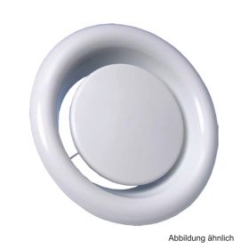 Lüftungsventil Abluft DN 160 TRINNITY aus Stahl, RAL9016, m. Einbaurahmen