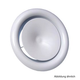 Lüftungsventil Zuluft DN 125 TRINNITY aus Stahl, RAL9016, m. Einbaurahmen